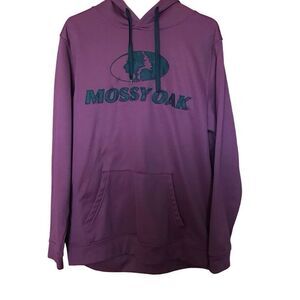 Mossy Oak mens SZ Large Burgundy pullover hoodie hunting outdoors sweatshirt